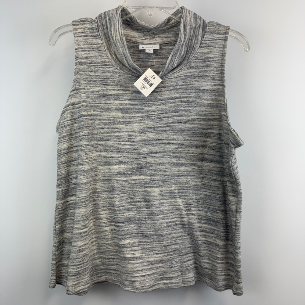 Pure Jill J. Jill Cowl Neck Sleeveless Top Space Dye Cream Multi MP Petite NEW
